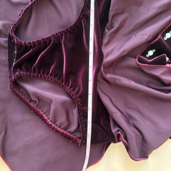 Purple Halter - Jazz Age Velvet Figure Skating Dress + Custom Crystals - XS/S - Picture 10 of 14